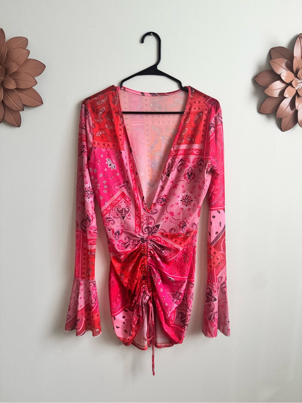pink paisley fairycore mesh mini dress ♡